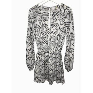 Show Me Your Mumu Size Small Rainey Mini Dress | Black White Satin Boho Chic